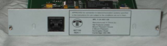 NetProducts V34 Modem card back